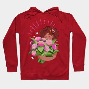 Woman Holding Flower Bouquet Hoodie